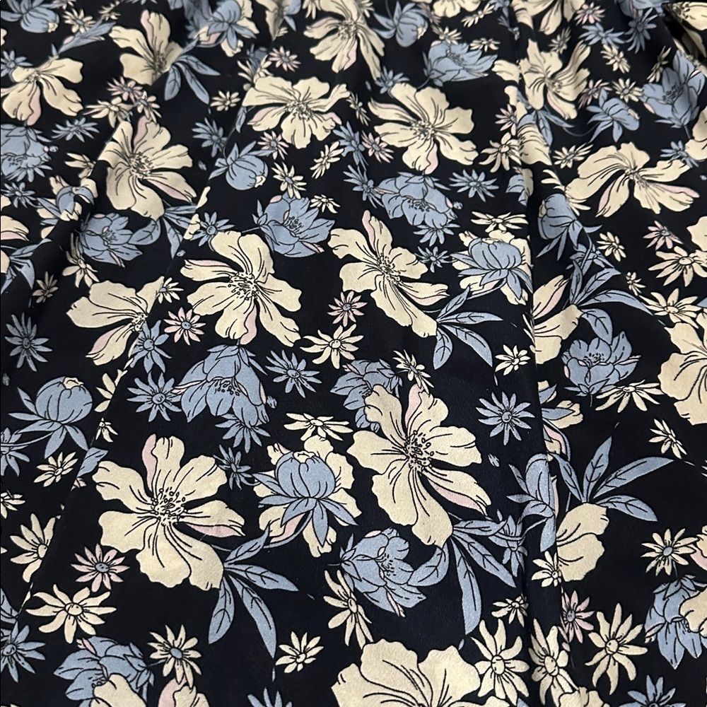 Navy and Cream Floral A-Line Skirt size XS - Picture 4 of 8